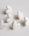 White Porcelain Heart Stud Earrings