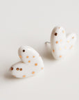 White Porcelain Heart Stud Earrings