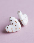 White Porcelain Heart Stud Earrings