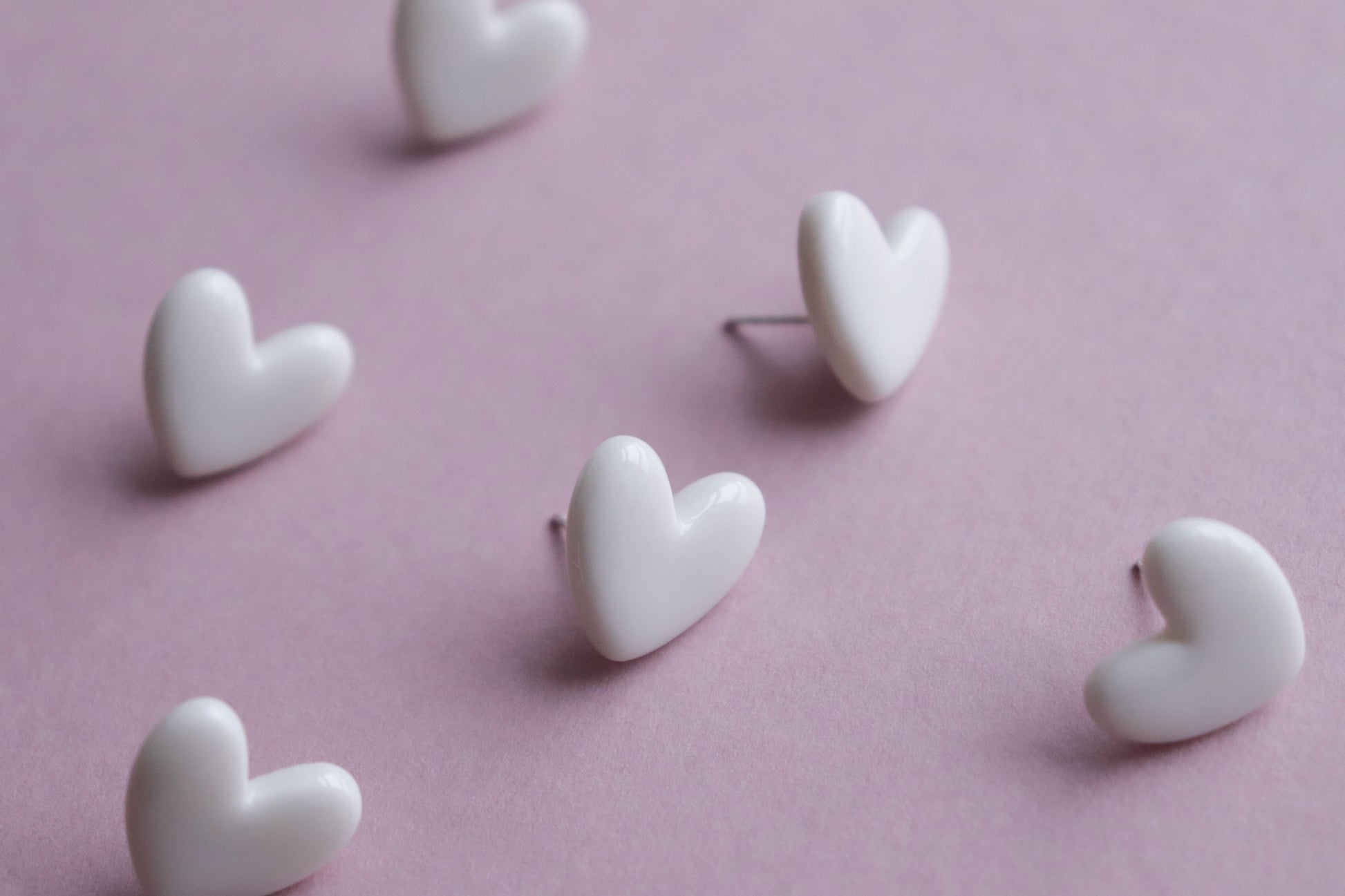 White Porcelain Heart Stud Earrings