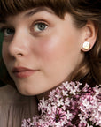 Porcelain Stud Earrings in Pink and Gold