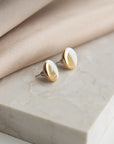 White and Gold Porcelain Stud Earrings