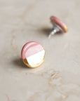 Porcelain Stud Earrings in Pink and Gold