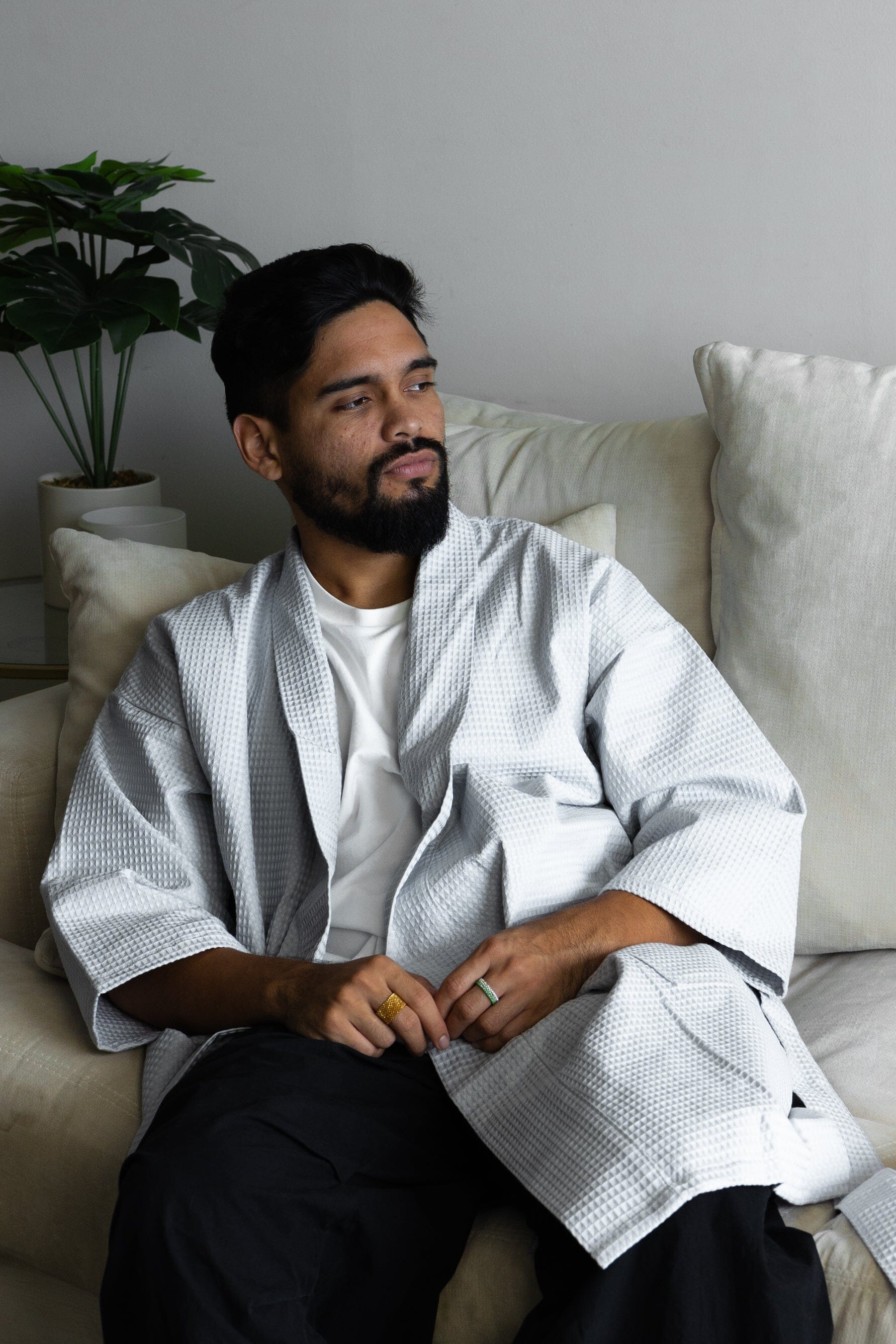 Organic Cotton Waffle Bathrobe-3