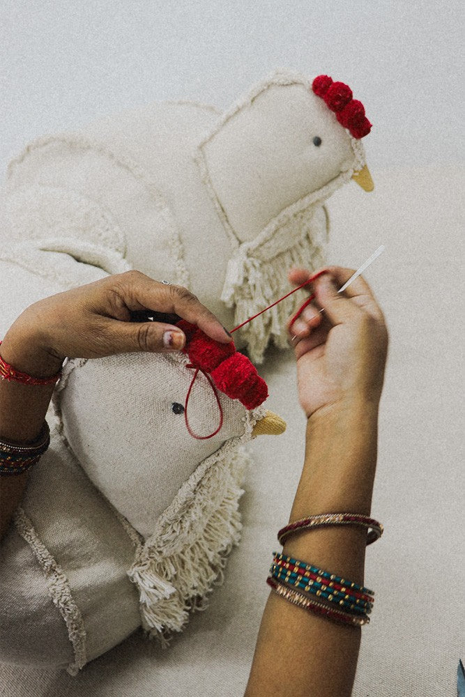 Handmade Chicken Pouf for Kids Room