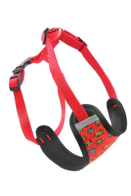 Comfortable Red Graffiti Dog Harness