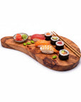 23cm Premium Olive Wood Sushi Board – Artisan Handcrafted Nigiri & Sashimi Serving Platter – Small Live Edge Charcuterie & Appetizer Tray