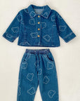 Baby Embroidered Bear Denim Two-Piece Set