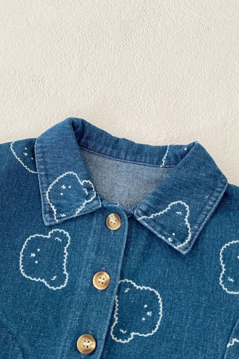 Baby Embroidered Bear Denim Two-Piece Set