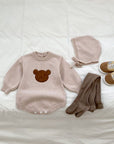 Winter Bear Knitted Bodysuit Red or Beige