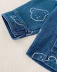 Baby Embroidered Bear Denim Two-Piece Set