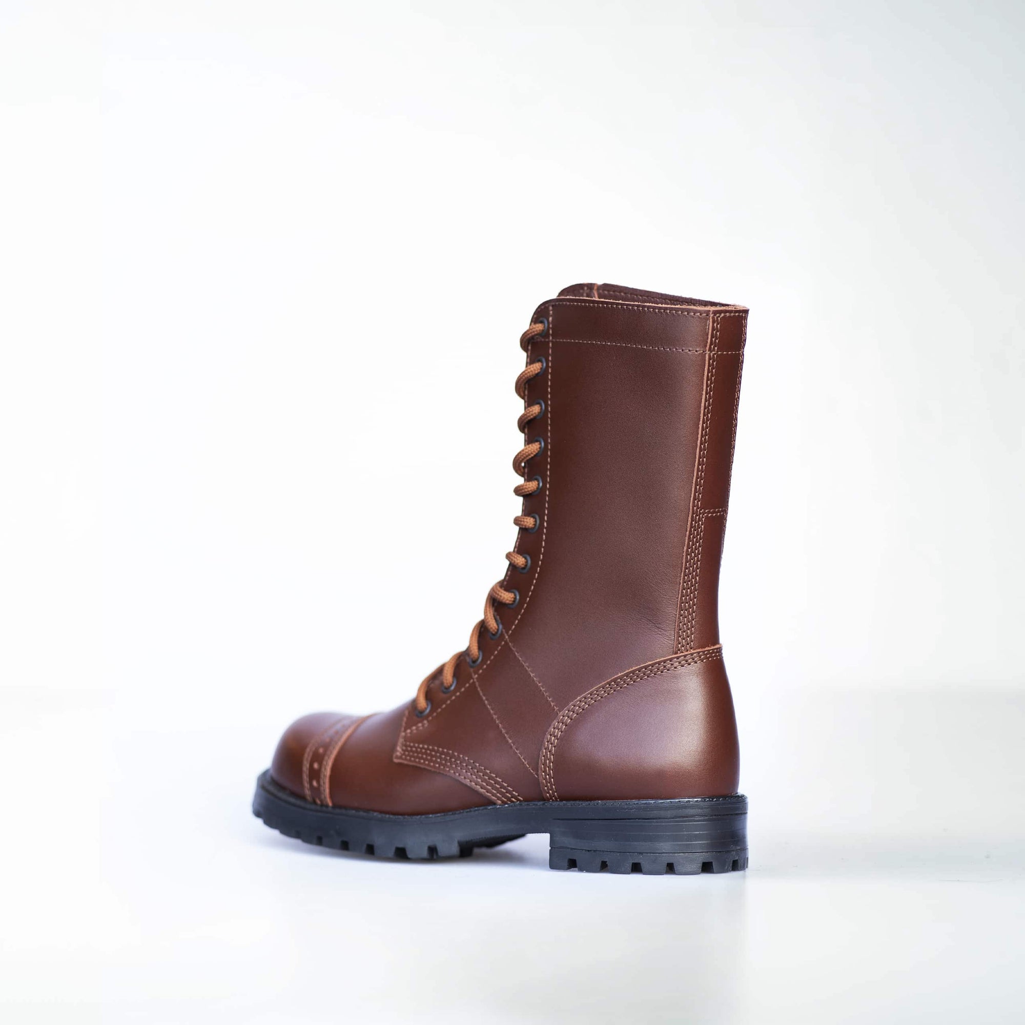 High Aviator Leather Boots Brown