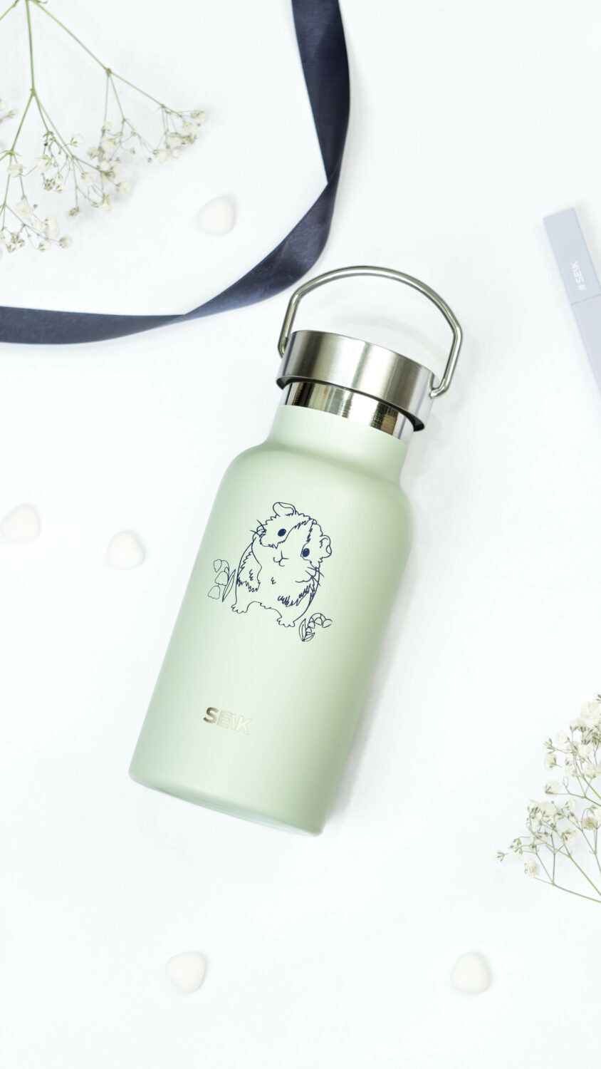 Light Green Stainless Steel Guinea Pig Thermos 350ml