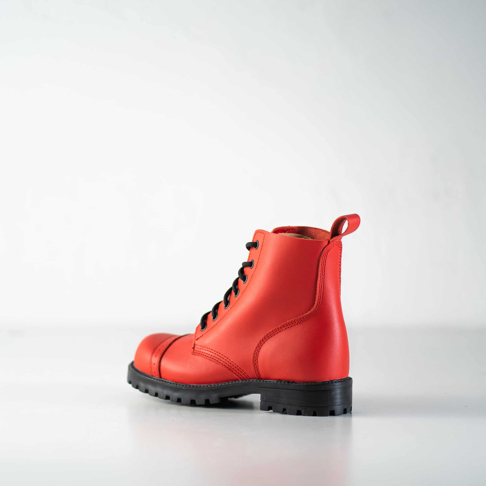 Red Aviator Leather Ankle Boots