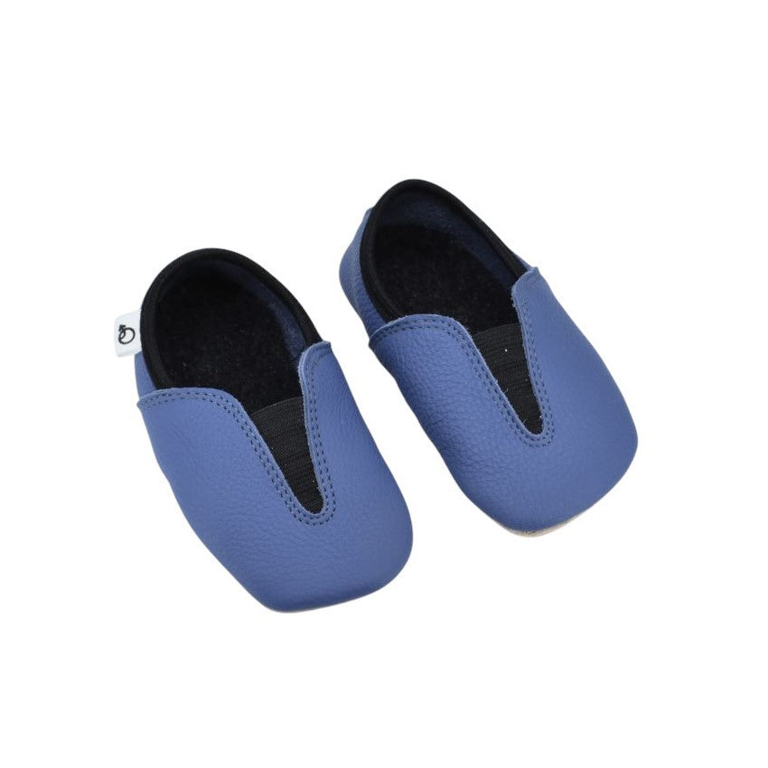 Punsa Kids Barefoot Slippers - Upcycled Leather, Blue