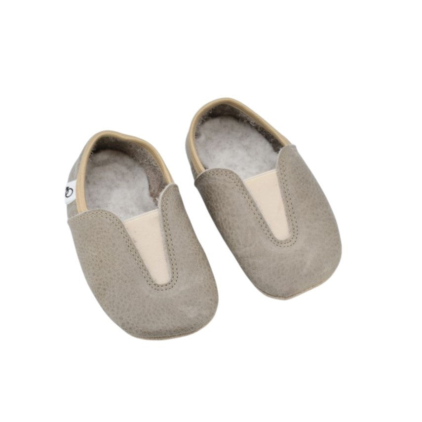 Kids Grey Leather Barefoot Slippers