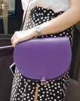 Handmade Leather Saddle Bag - Purple