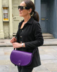 Handmade Leather Saddle Bag - Purple