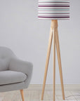 Purple Drum Lampshade, Multi-Colour Striped Design Shade for Table, Floor or Ceiling Pendant Light