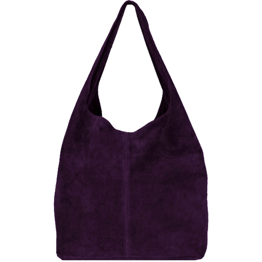 Suede Leather Hobo Boho Shoulder Bag Purple Brix and Bailey