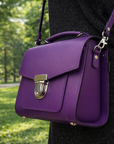 Handmade Leather Sugarcube Handbag - Purple