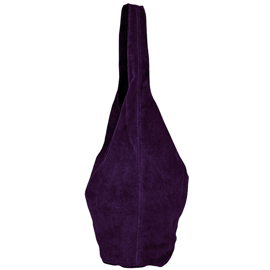 Suede Leather Hobo Boho Shoulder Bag Purple