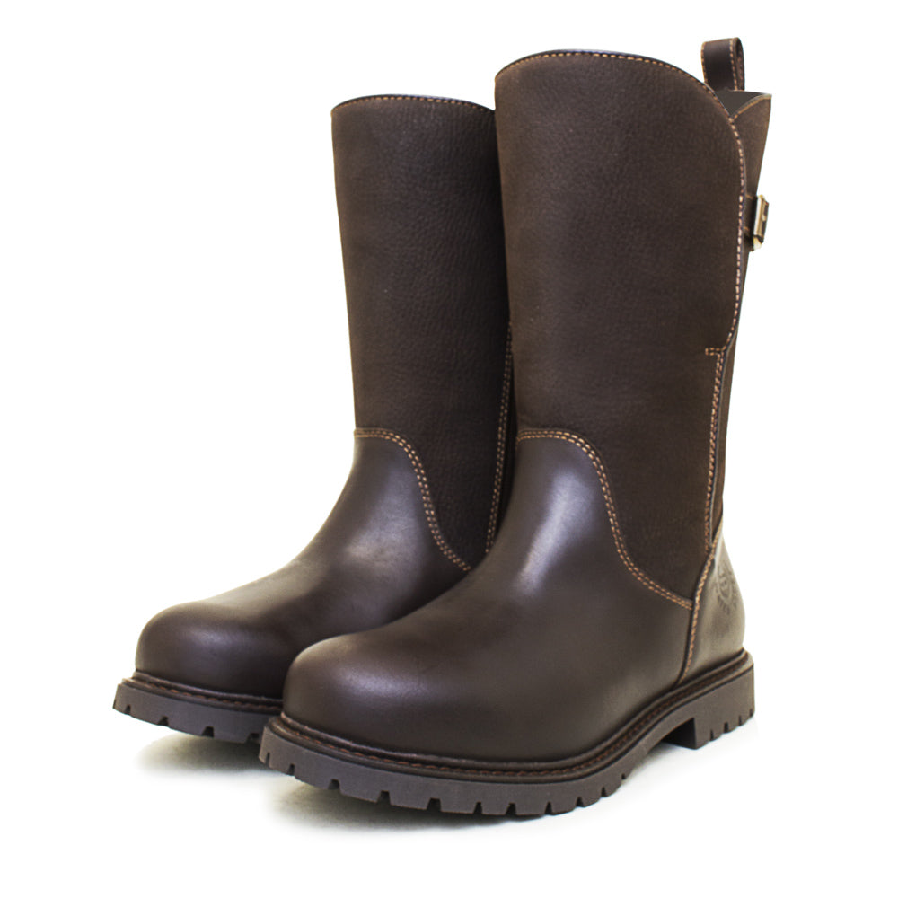 Waterproof Mid Calf Zip Up Boots in Brown
