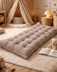 Quilted Kids' Floor Cushion, Brown, 3 Sizes Available