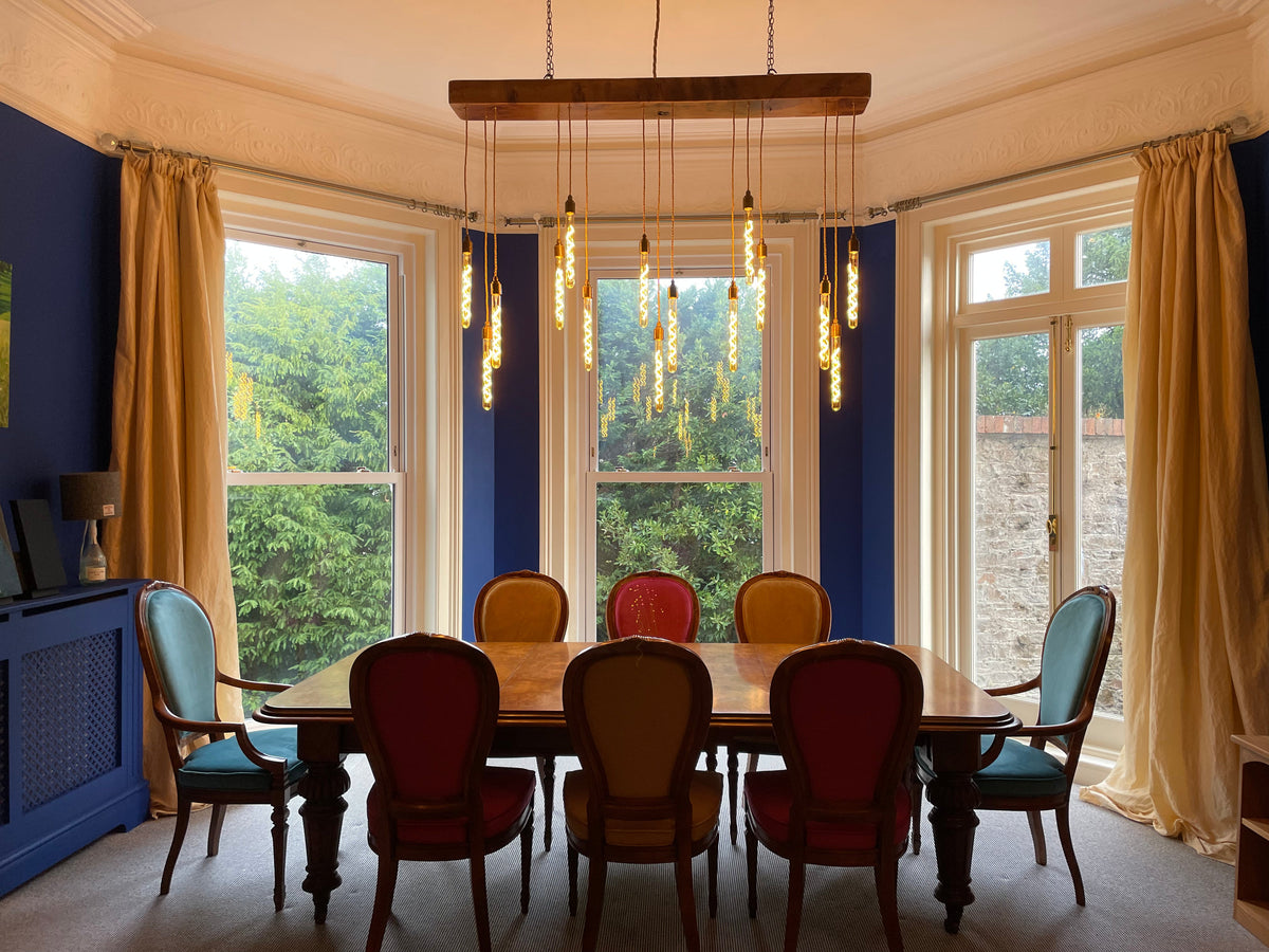 15 Light Oak Beam Chandelier | Large Kitchen Island & Statement Dining Lighting UK