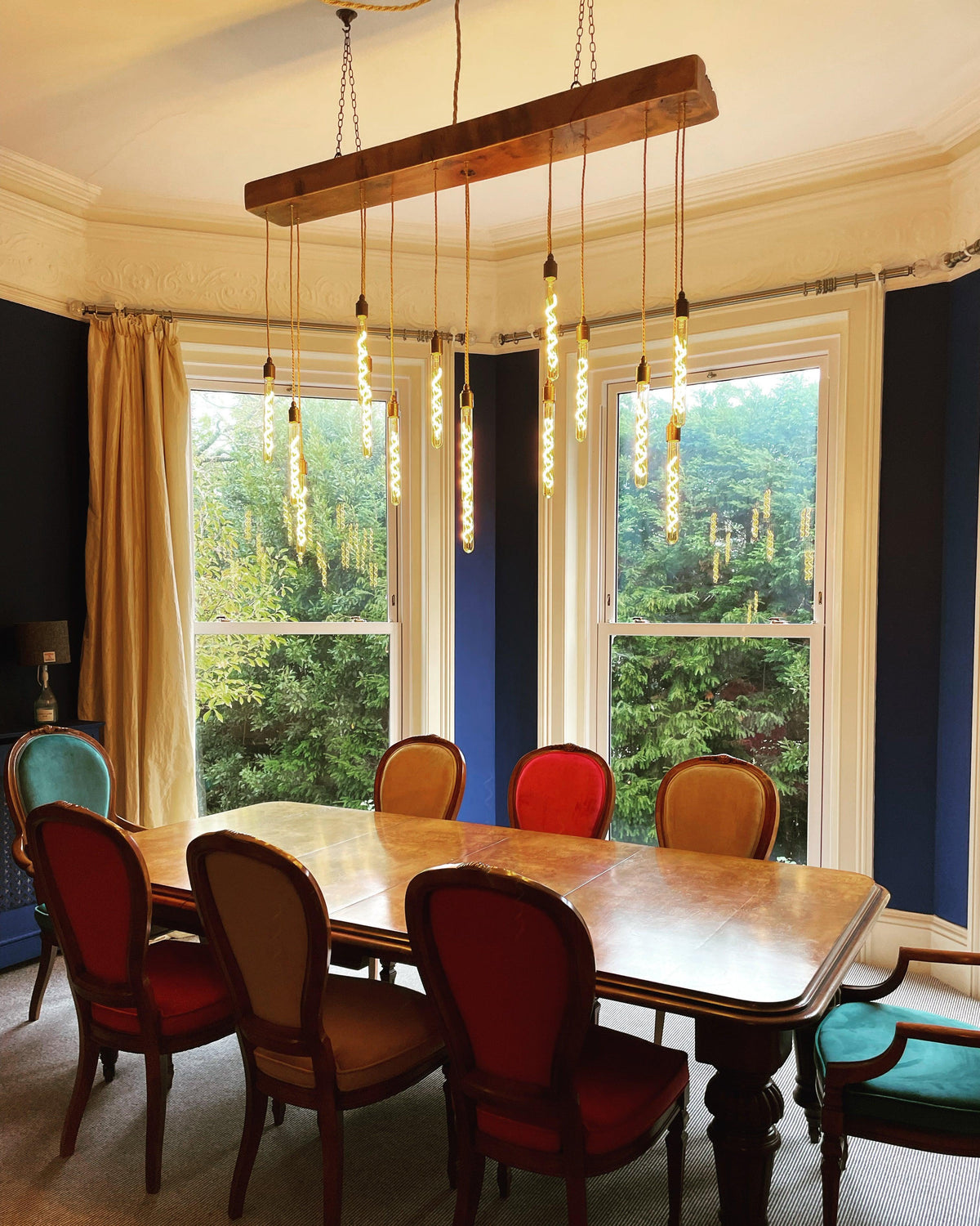 15 Light Oak Beam Chandelier | Large Kitchen Island & Statement Dining Lighting UK