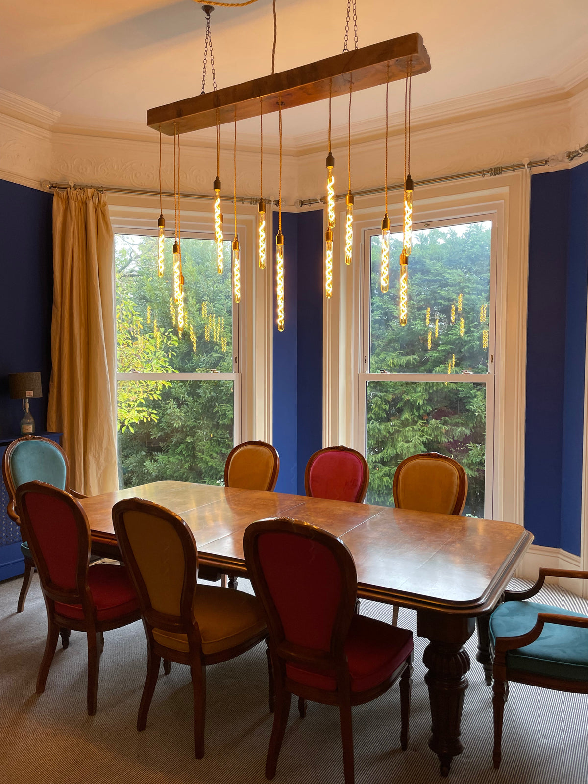 15 Light Oak Beam Chandelier | Large Kitchen Island &amp; Statement Dining Lighting UK