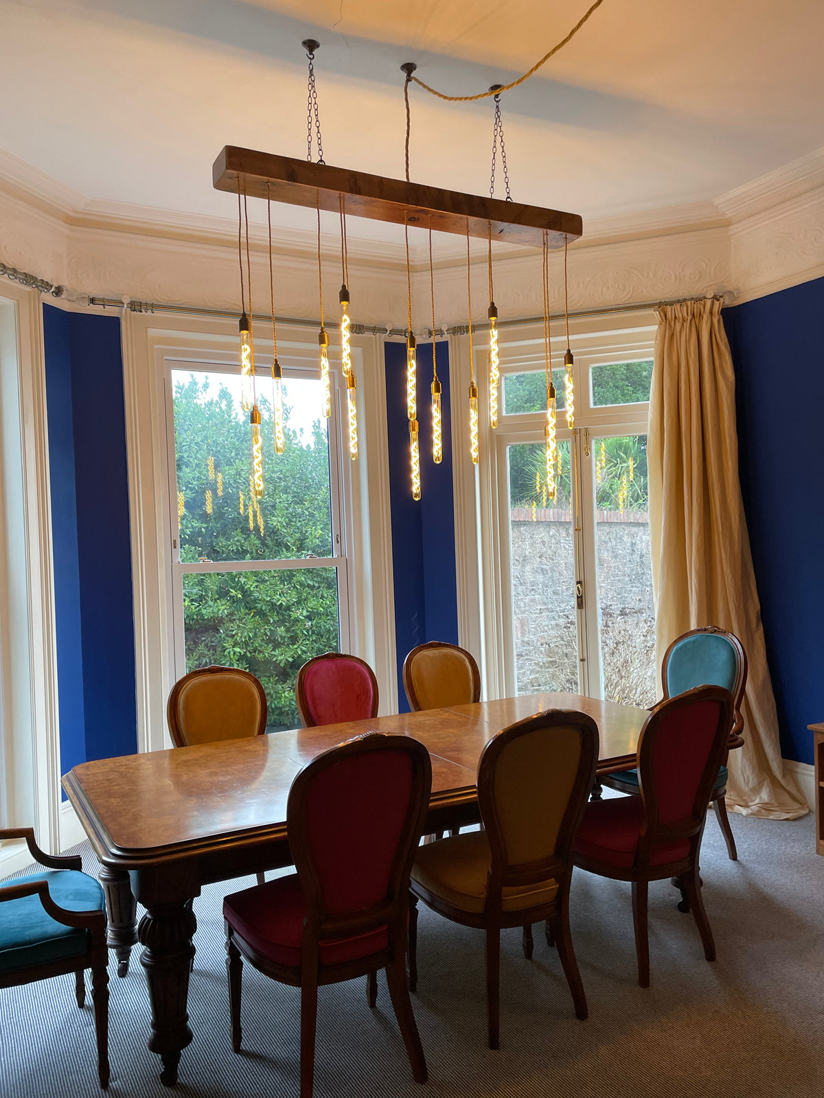 15 Light Oak Beam Chandelier | Large Kitchen Island &amp; Statement Dining Lighting UK