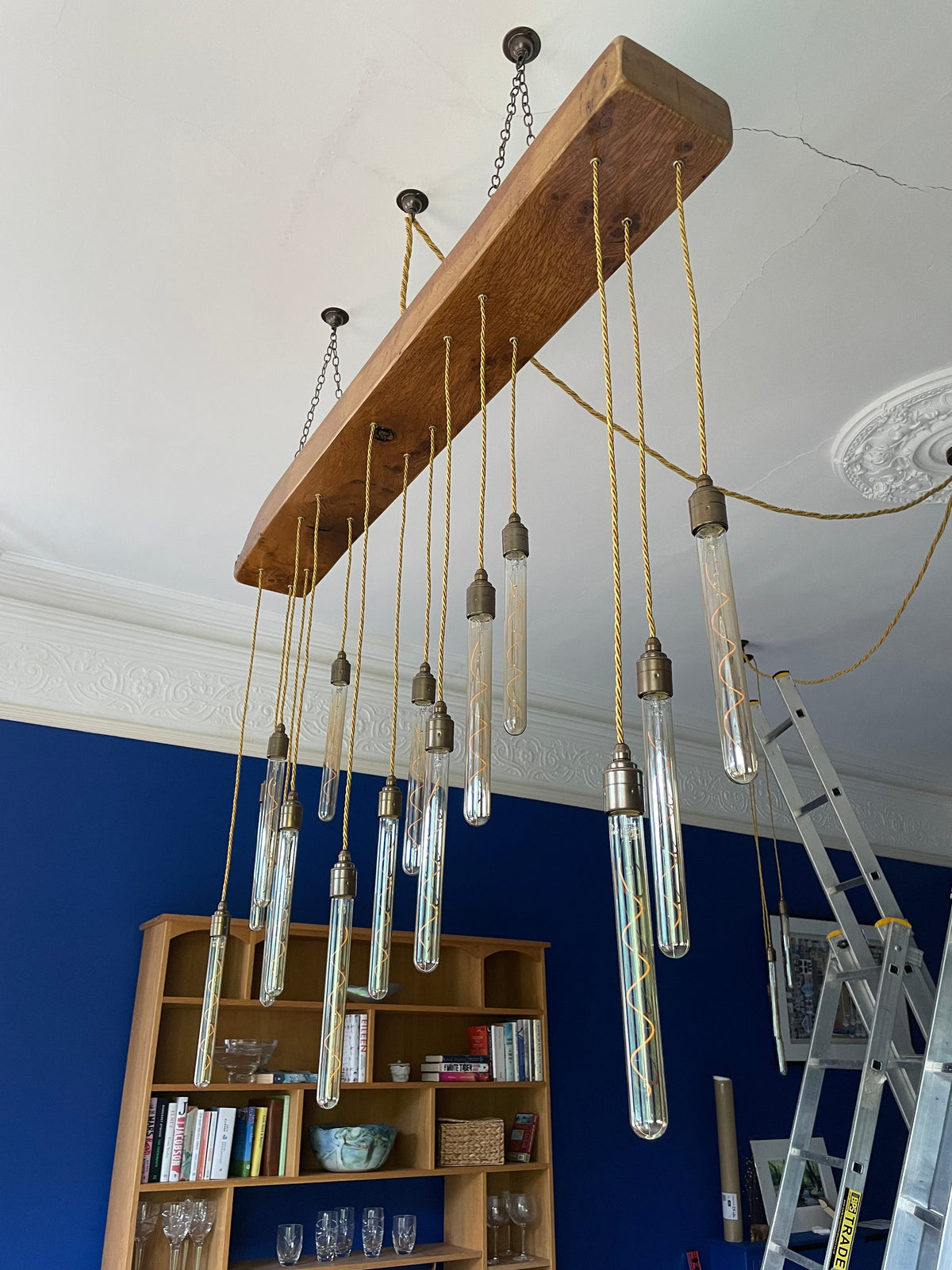 15 Light Oak Beam Chandelier | Large Kitchen Island &amp; Statement Dining Lighting UK