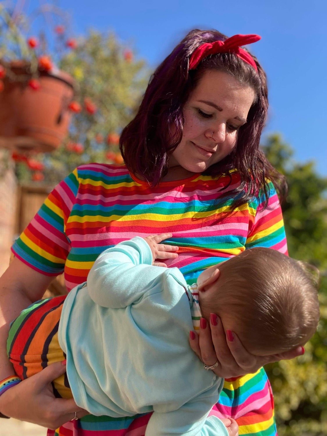 Rainbow Breastfeeding Skater Dress | Colourful Nursing Dress | MilkyMoon