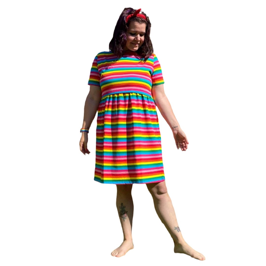 Rainbow Breastfeeding Skater Dress | Colourful Nursing Dress | MilkyMoon
