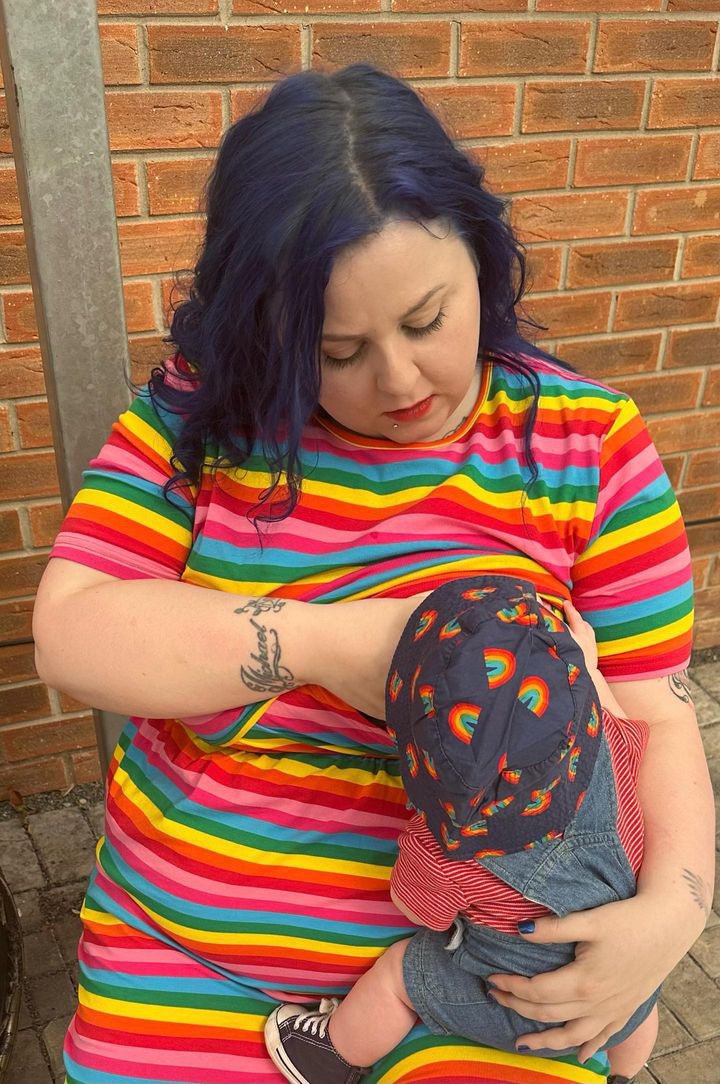 Rainbow Breastfeeding Skater Dress | Colourful Nursing Dress | MilkyMoon