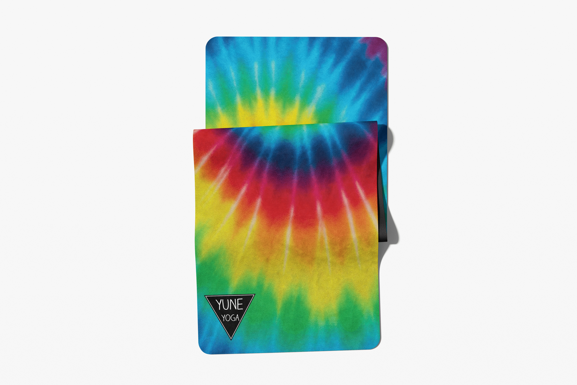 Rainbow Tie Dye Foldable Travel Yoga Mat – 2mm Lightweight Natural Rubber, Non-Slip, Eco-Friendly Mat for On-the-Go Practice | Yune Yoga-1