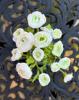 Silk Ranunculus Flowers in Glass Vase - 8"