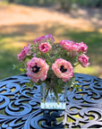 Real Touch Ranunculus Flower Arrangement in Vase - 8"