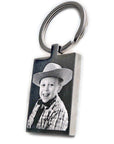 Personalised Rectangle Photo Keyring – Stainless Steel Photo & Text Engraving