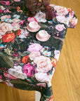 Rectangular Cotton Floral Tablecloth in Black