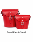 Handmade Leather Barrel Bag - Red