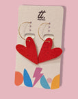 Red cork Heart hoop earrings