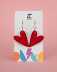 Red cork Heart hoop earrings