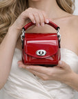 Bauble Handmade High Shine Leather Handbag - Red