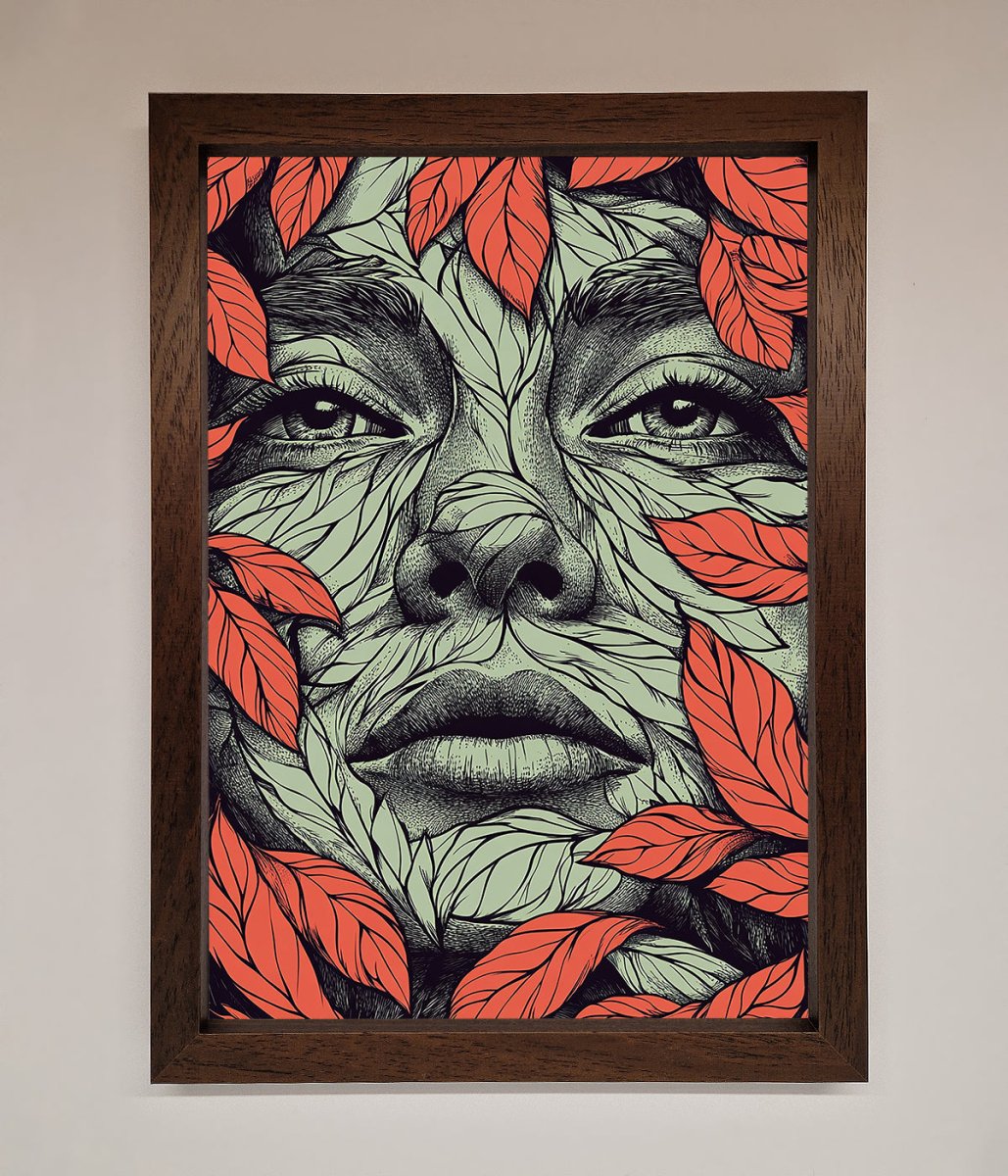 Red Leaves Face Framed Print