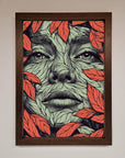 Red Leaves Face Framed Print
