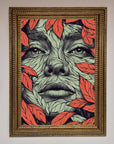 Red Leaves Face Framed Print