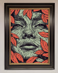 Red Leaves Face Framed Print