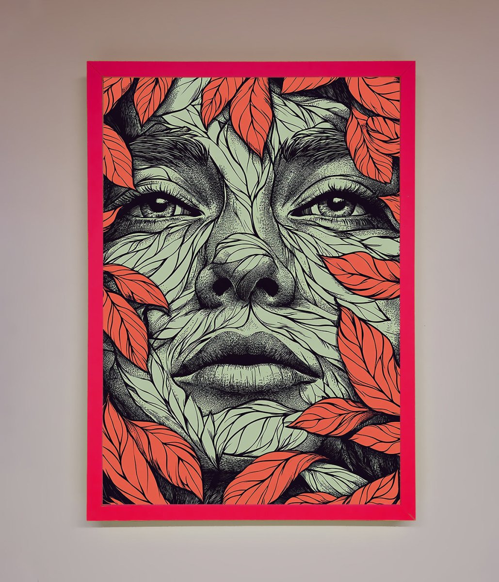 Red Leaves Face Framed Print